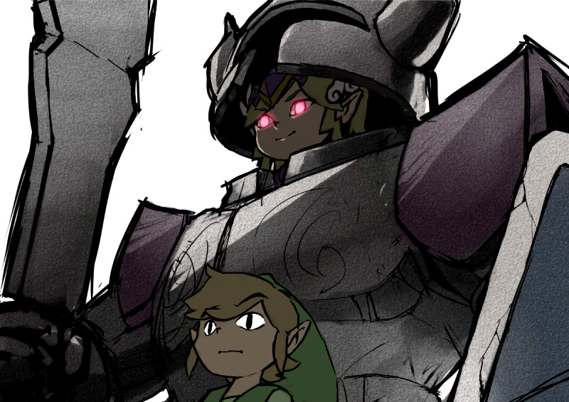 1boy, 1girl, armor, blonde_hair, glowing, glowing_eyes, hat, kuruuya