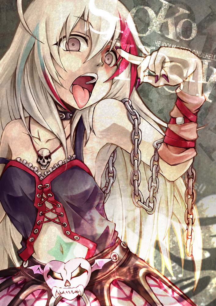 1girl, ahoge, chains, choker, facepaint, hoshi_shouko, idolmaster, idolmaster_cinderella_girls