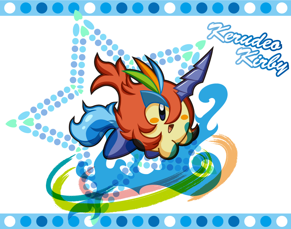 crossover, fusion, keldeo, kirby, kirby_(series), no_humans, pokemon, sakuramochi_(nindoro)