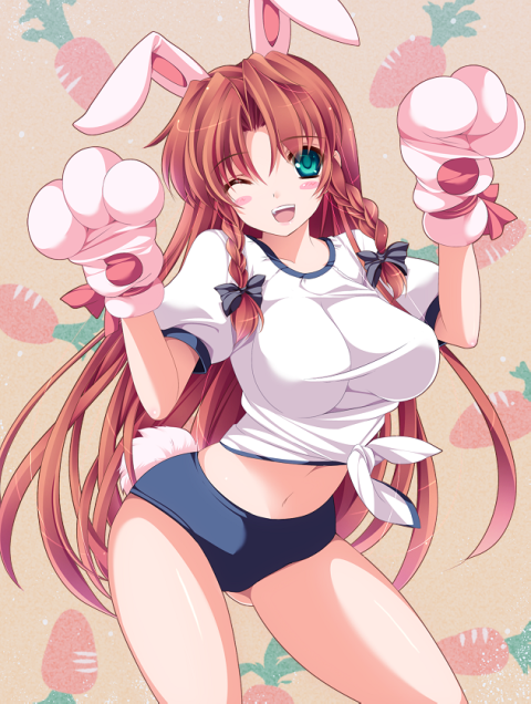 1girl, :d, alternate_costume, animal_ears, animated, animated_png, aqua_eyes, blush