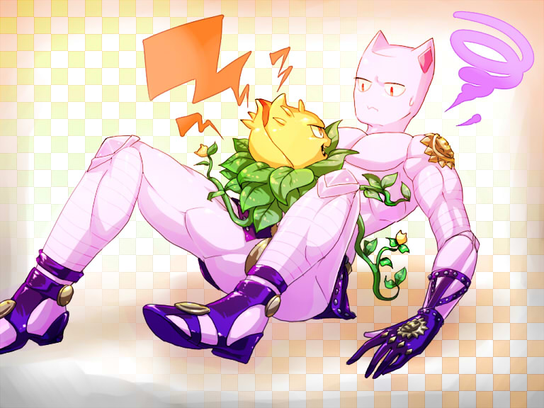 animal_ears, cat_ears, flower, jojo_no_kimyou_na_bouken, kamiura, killer_queen, nekogusa_(jojo), no_humans
