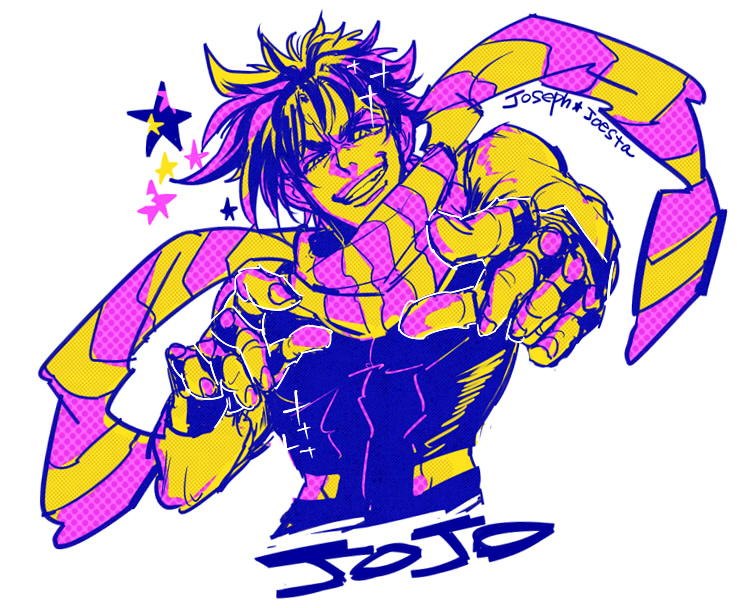 1boy, fingerless_gloves, gloves, grin, jojo_no_kimyou_na_bouken, joseph_joestar_(young), kogashirou, male_focus
