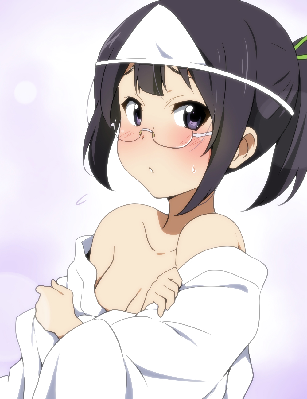 1girl, asagiri_shiori, bare_shoulders, black_eyes, black_hair, blush, breasts, brown_eyes