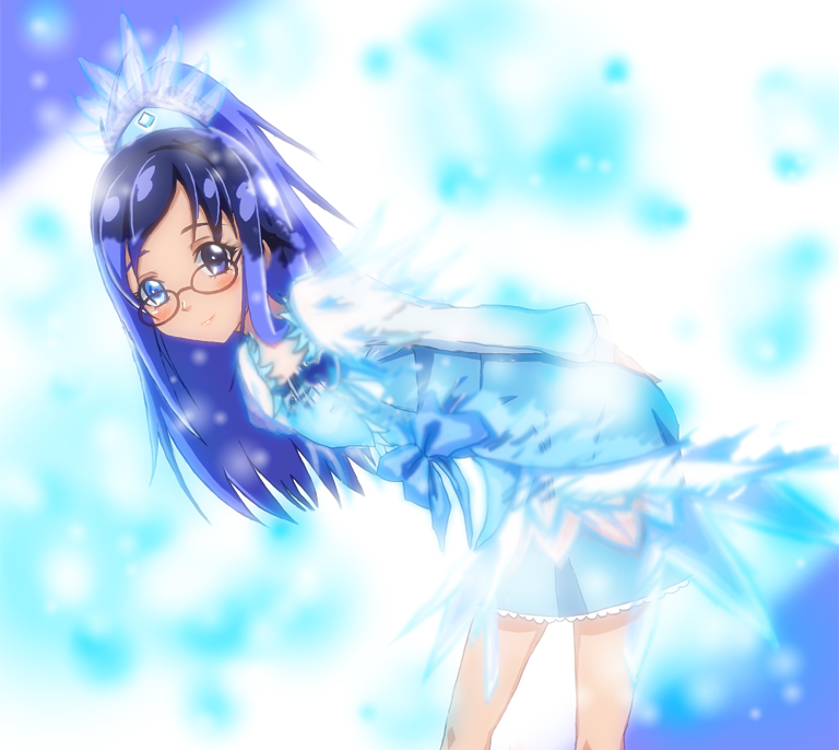1girl, blue, blue_background, blue_eyes, blue_hair, bow, bracelet, choker