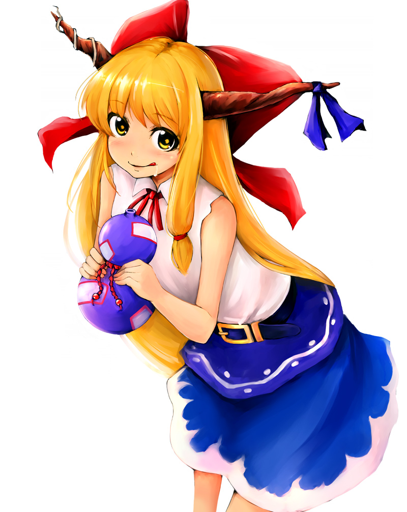 1girl, :q, belt, blush, bottle, bow, female, hair_bow