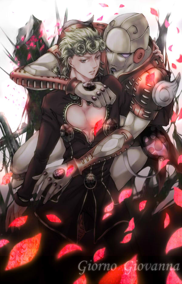 2boys, asagi-2580, blonde_hair, braid, brown_eyes, character_name, giorno_giovanna, gold_experience