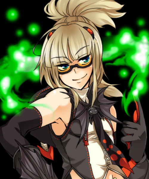 1boy, alternate_costume, alternate_hairstyle, ash_crimson, bat, bespectacled, blonde_hair, blue_eyes