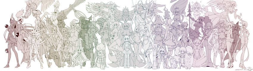 +_+, 6+girls, :<, :o, absurdres, adapted_costume, ahri, akali, alternate_costume, animal_ears, anivia, annie_hastur, armlet, armor, ashe_(league_of_legends), ball, bare_shoulders, belt, bird, blush, boar, boots, bow_(weapon), breastplate, breasts, bristle, bubblegum, bunny_girl, bunny_tail, bustier, caitlyn_(league_of_legends), cannon, cape, cassiopeia_du_couteau, center_opening, chun_(friendly_sky), claw_(weapon), cleavage, clenched_hands, crop_top, crossbow, diana_(league_of_legends), dishes, dress, dual_persona, ear_armor, ear_protection, elise_(league_of_legends), embarrassed, emilia_leblanc, evelynn, everyone, face_mask, facial_mark, fake_animal_ears, falcon, fan, fiora_laurent, folding_fan, forehead_jewel, forehead_mark, forehead_protector, fox_ears, fox_tail, glasses, goggles, goggles_on_head, groin, gun, hair_ornament, hairband, hairpin, hammer, hands_together, hat, headband, headdress, headwear_removed, heart, helmet, helmet_removed, highres, hood, hooves, horn, horned_helmet, insect_girl, irelia, janna_windforce, karma_(league_of_legends), katarina_du_couteau, kayle, knees_together_feet_apart, large_breasts, league_of_legends, leg_armor, leg_hug, leona_(league_of_legends), long_hair, long_image, lulu_(league_of_legends), luxanna_crownguard, mask, measuring_stick, mermaid, midriff, monster_girl, morgana, mound_of_venus, multiple_girls, muted_color, nami_(league_of_legends), navel, nidalee, ninja, one_eye_closed, open_mouth, orianna_reveck, pauldrons, petite, pointy_ears, polearm, ponytail, poppy, quinn, rabbit_ears, rifle, riven_(league_of_legends), robot, ruler, sarah_fortune, sejuani, shauna_vayne, shield, shoes, short_hair, shoulder_pads, shyvana, signature, sitting, sivir, skin_tight, skirt, smile, sona_buvelle, soraka, spear, spider_girl, staff, strap, stuffed_animal, stuffed_toy, sweatdrop, syndra, tail, thigh-highs, thigh_boots, tiara, tribal, tristana, twintails, valor_(league_of_legends), vambraces, very_long_hair, vi_(league_of_legends), weapon, wide_image, wings, wink, witch_hat, yordle, zyra