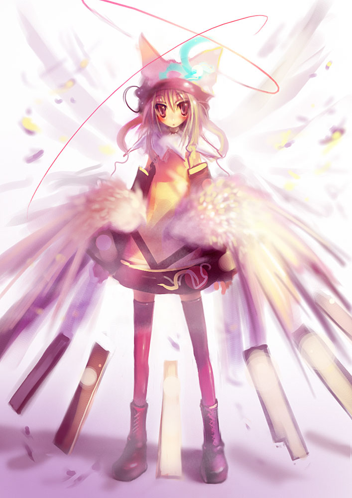 blonde_hair, boots, dress, hat, original, red_eyes, tanaka_ken'ichi, tanaka_kenichi