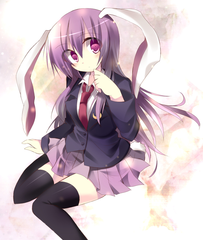 1girl, animal_ears, black_legwear, blazer, blush, breasts, female, highres