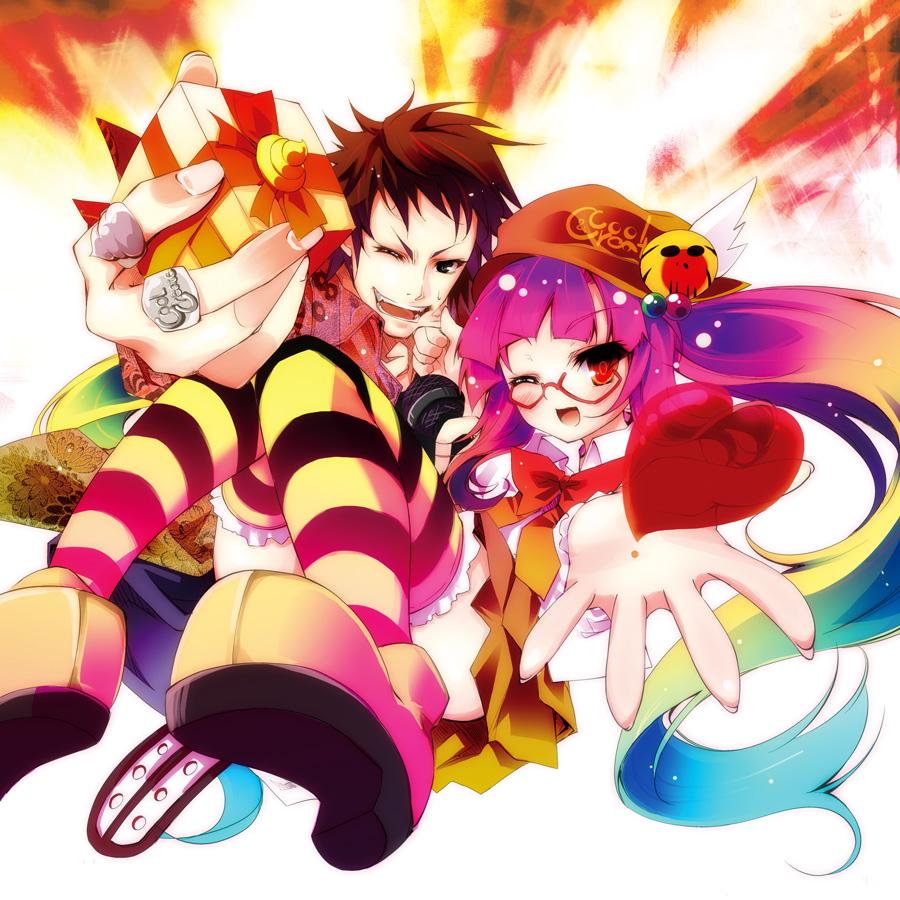 amane_(singer), beat_mario, cool&amp;create, gift, glasses, hat, heart, kamiya_yuu