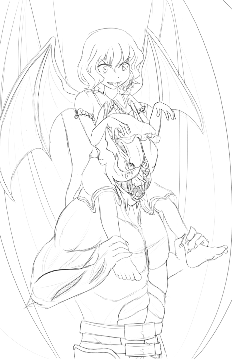 1boy, 1girl, bat_wings, carrying, crossover, defense_of_the_ancients, female, highres