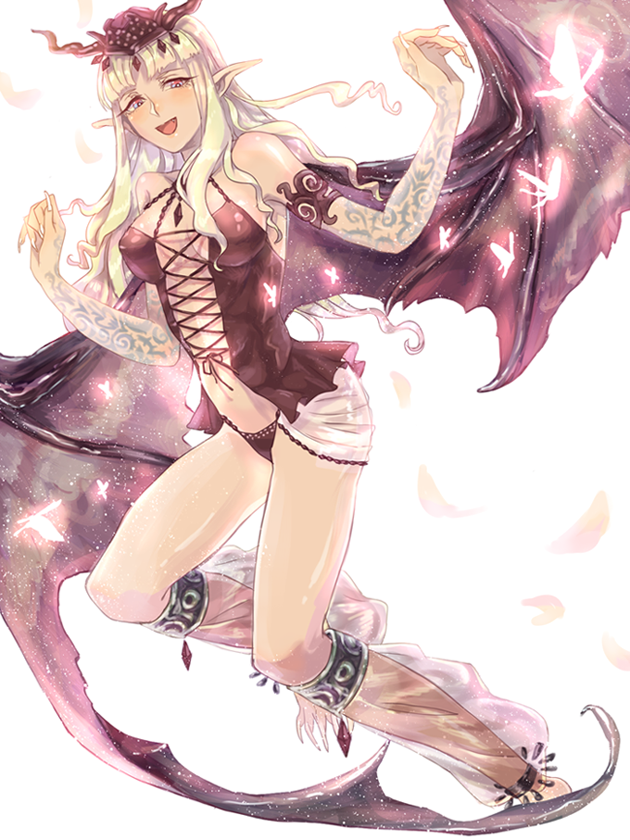1girl, bare_shoulders, bat_wings, blush, breasts, butterfly, castlevania, castlevania:_lament_of_innocence