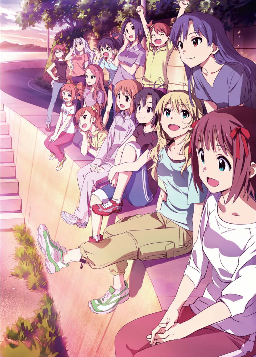 6+girls, :d, ahoge, akizuki_ritsuko, amami_haruka, artist_request, black_hair, blonde_hair