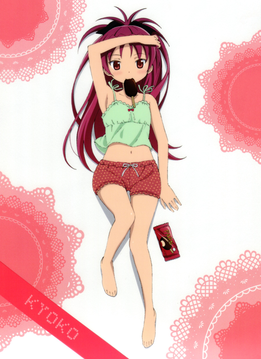 1girl, absurdres, arm_up, armpits, bare_legs, bare_shoulders, barefoot, bloomers