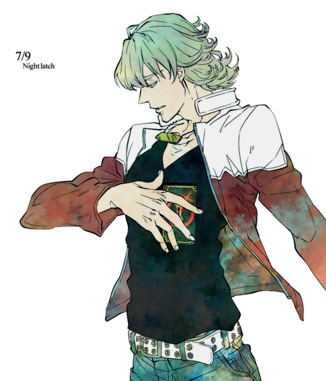 1boy, barnaby_brooks_jr, blonde_hair, jacket, jewelry, keyhole, lock, lotto_honey