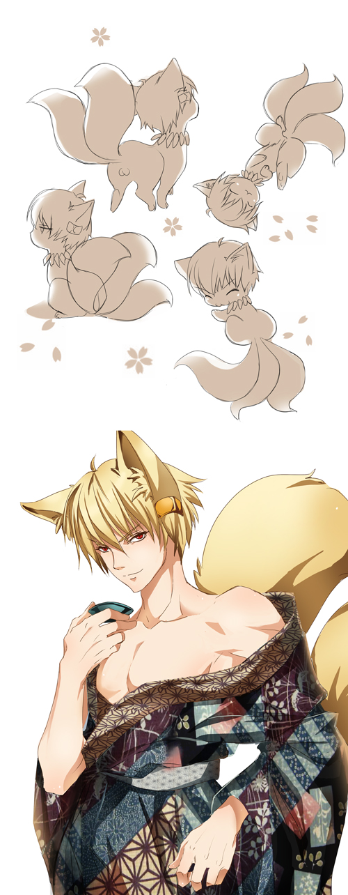 1boy, animal_ears, animalization, blonde_hair, fate/stay_night, fate/zero, fate_(series), fox_ears