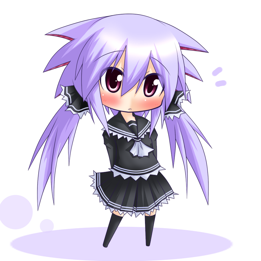 1girl, chibi, purple_hair, shinshia, solo, violet_eyes