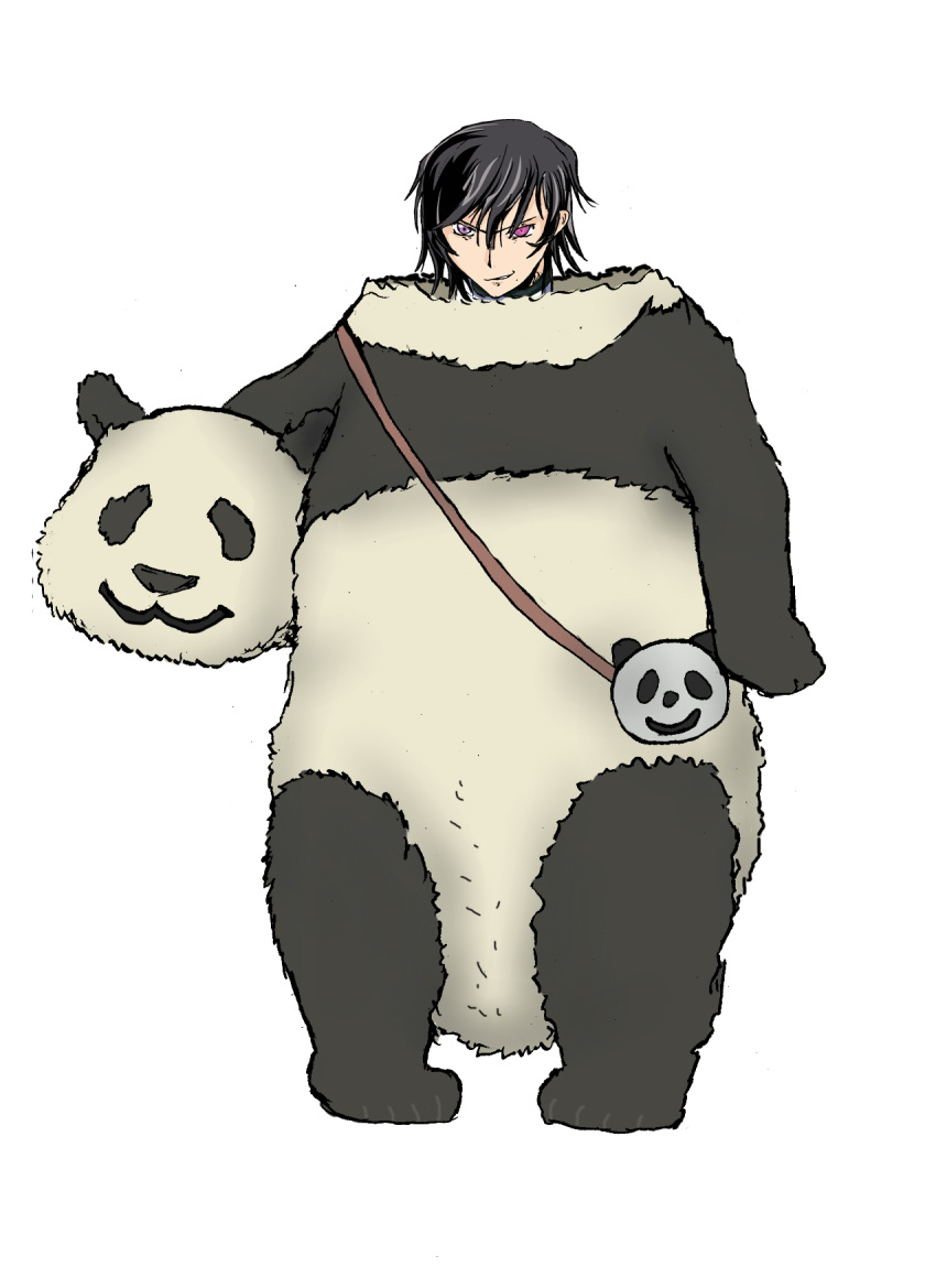 1boy, code_geass, fukuyama_jun, highres, lelouch_lamperouge, male_focus, mascot, panda_(shirokuma_cafe), panda_(shirokuma_cafe)_(cosplay), seiyuu_connection, shirokuma_cafe, solo, wouldcn