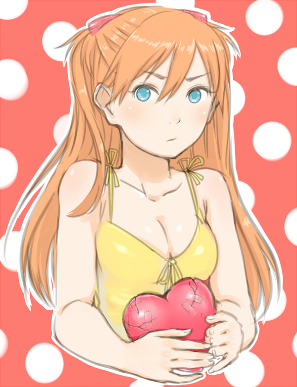1girl, aqua_eyes, bigoru, breasts, broken_heart, cleavage, dress, long_hair