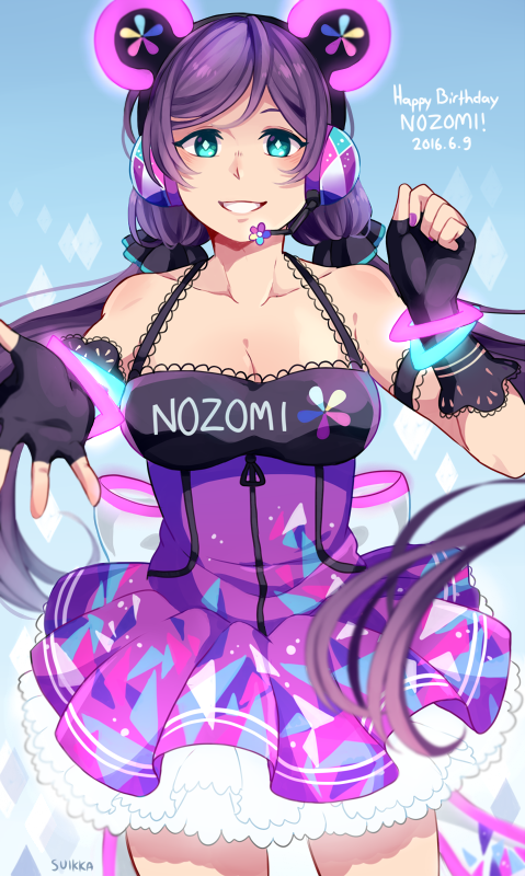 1girl, animal_ears, aqua_eyes, artist_name, breasts, cleavage, collarbone, dated
