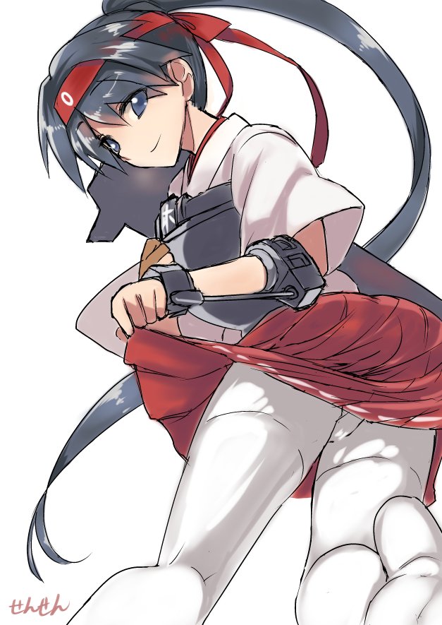 1girl, artist_name, black_eyes, black_hair, closed_mouth, cosplay, hairband, houshou_(kantai_collection)