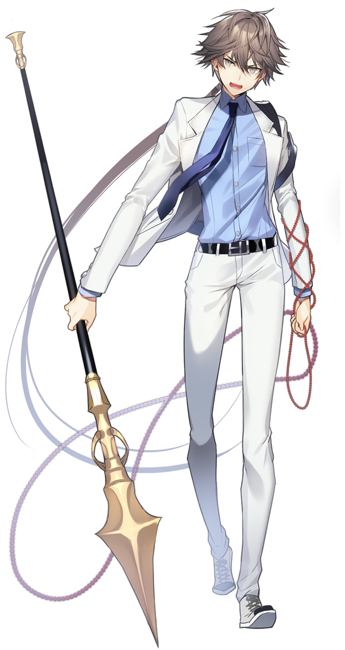 1boy, beads, belt, brown_eyes, brown_hair, carchet, formal, highres