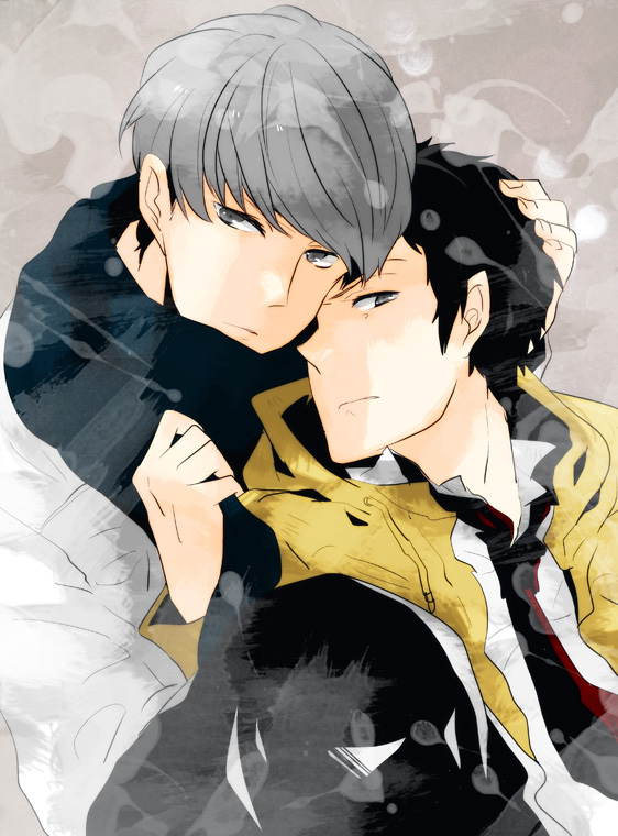 2boys, adachi_tooru, atlus, bachi_(bachoo), bad_id, bangs, black_eyes, black_hair