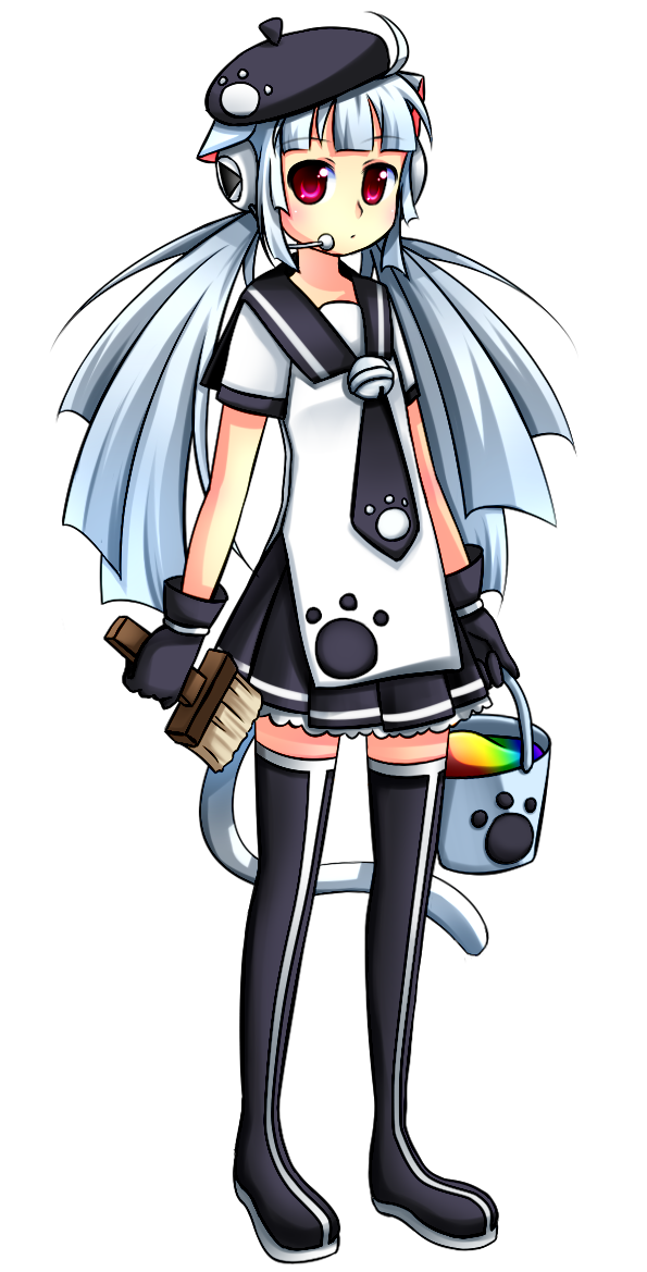 1girl, animal_ears, beret, black_gloves, cat_ears, cat_tail, gloves, haru.jpg