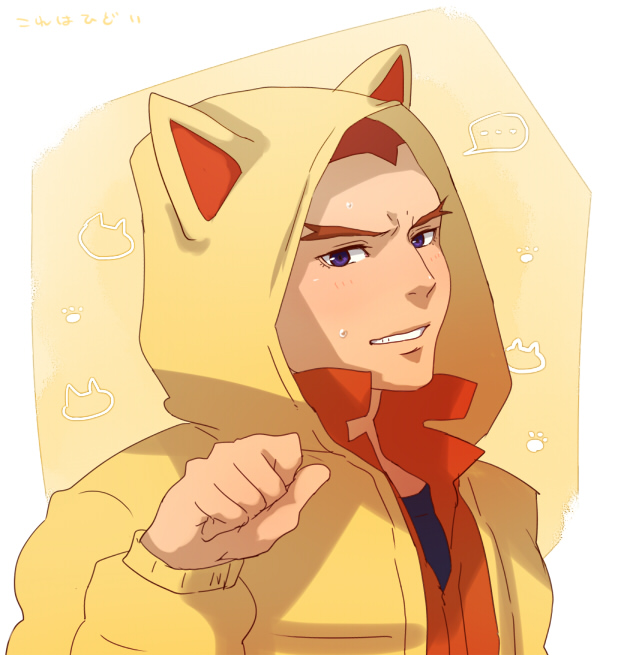 1boy, @@@, animal_ears, cat_ears, coat, edward_keddy, eyebrows, fake_animal_ears