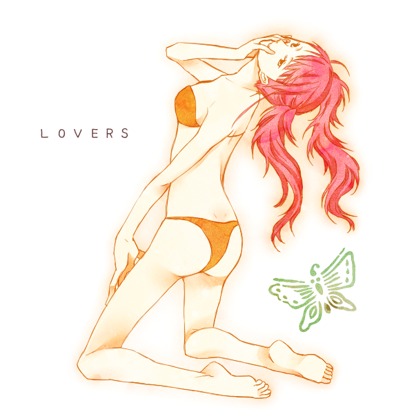 1girl, ass, atlus, bad_id, bare_shoulders, barefoot, bikini, breasts