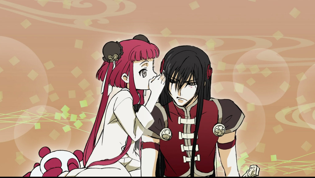 1girl, blush, bun_cover, chinese_clothes, code_geass, couple, double_bun, li_xingke