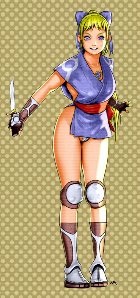 1girl, atlus, bad_id, blonde_hair, blue_eyes, boots, bow, fingerless_gloves
