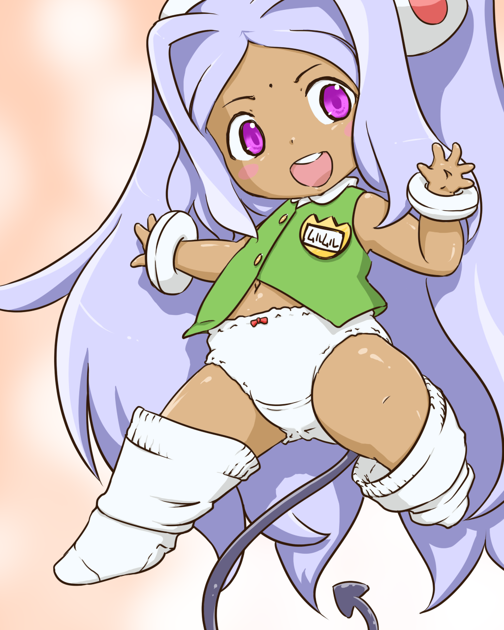 1girl, artist_request, child, dark_skin, highres, long_hair, mirai_nikki, murmur_(mirai_nikki)