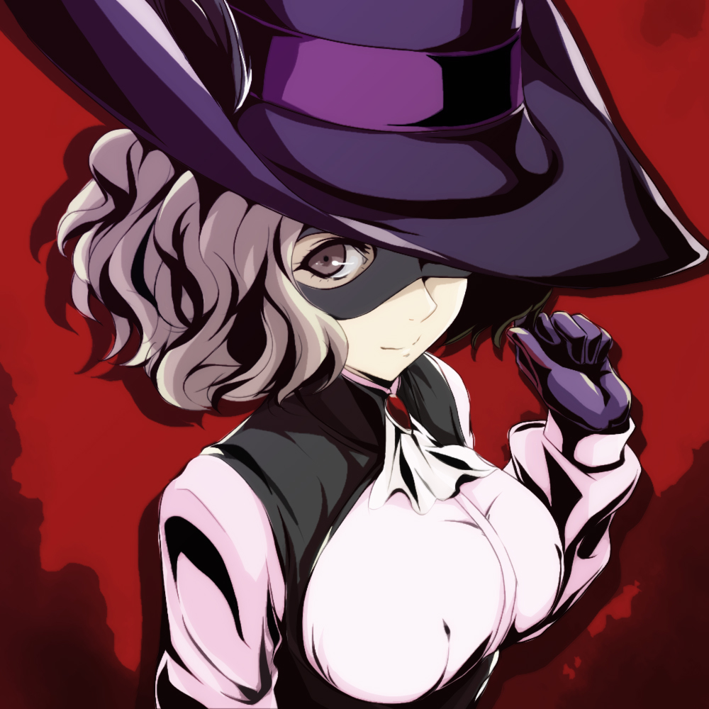 brown_eyes, brown_hair, hat, mask, okumura_haru, persona, persona_5, short_hair