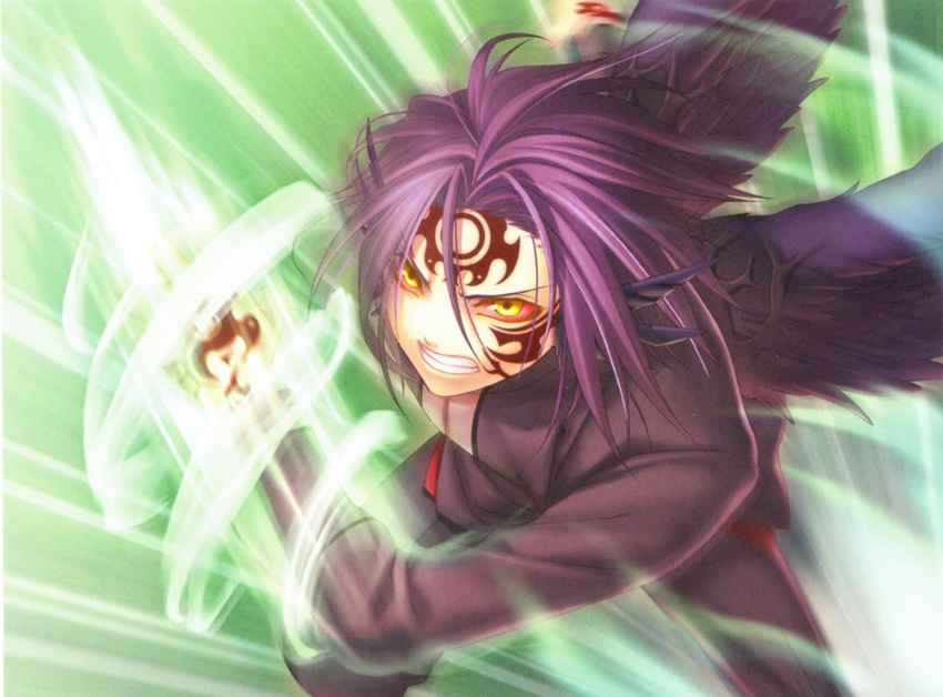 atori_mahiro, green_eyes, hiiro_no_kakera, kazuki_yone, purple_hair