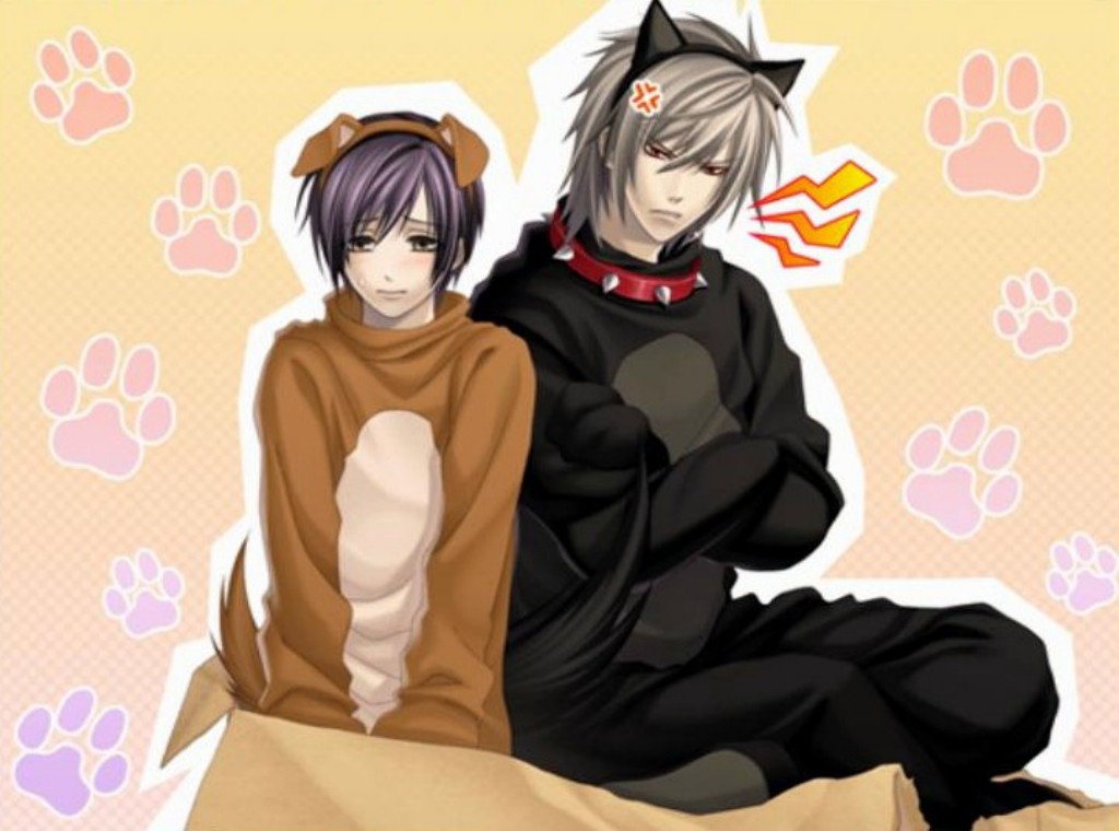 brown_hair, hiiro_no_kakera, inukai_shinji, kazuki_yone, kutani_ryou, red_eyes