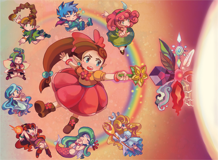 6+girls, :o, ahoge, annotated, blonde_hair, blue_eyes, blue_hair, boots