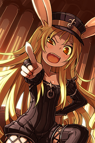 1girl, anger_vein, angry, animal_ears, bail, blonde_hair, bridal_gauntlets, bunny_tail