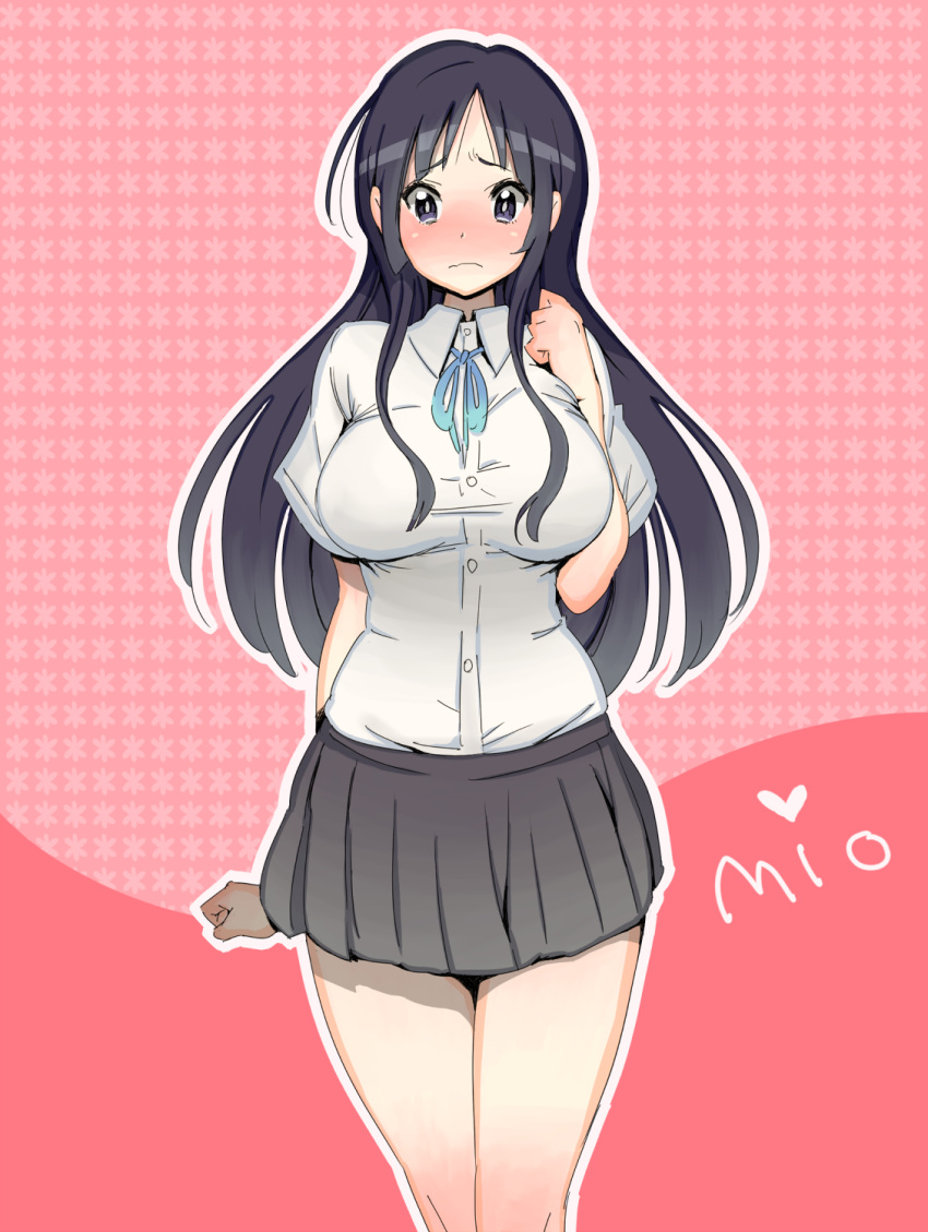 1girl, akiyama_mio, bad_id, black_hair, blush, breasts, highres, k-on!