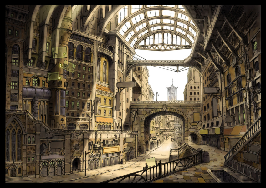 arch, border, bridge, city, cityscape, lamppost, md5_mismatch, no_humans