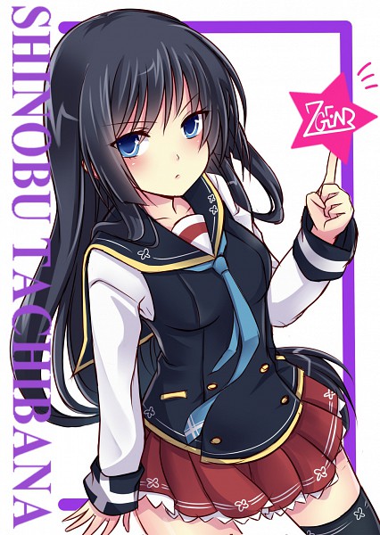 1girl, 7gear, black_hair, blue_eyes, female, hatachi, long_hair, looking_at_viewer