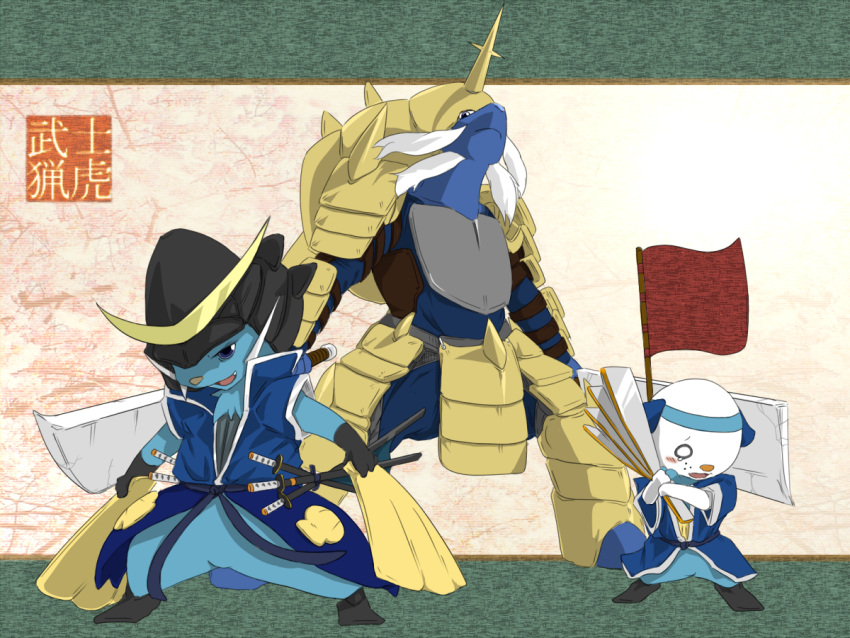 armor, clothed_pokemon, cosplay, date_masamune, date_masamune_(cosplay), date_masamune_(sengoku_basara), dewott, fan