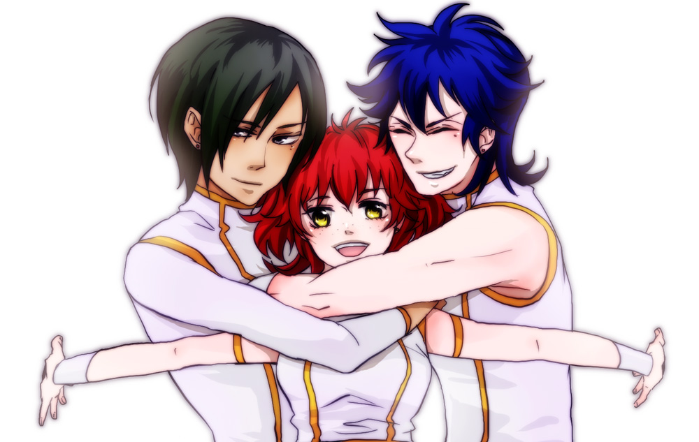 blush, freckles, gundam, gundam_00, hug, johann_trinity, konno_karin, meitukikk7