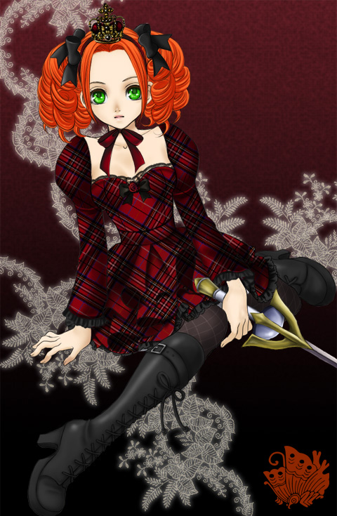1girl, alternate_color, alternate_costume, amy_sorel, boots, dress, drill_hair, fishnet_legwear