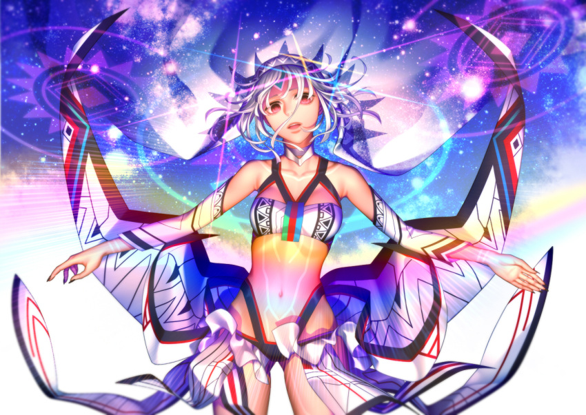 1girl, arkray, attila_(fate/grand_order), bare_shoulders, dark_skin, detached_sleeves, diffraction_spikes, fate/extella
