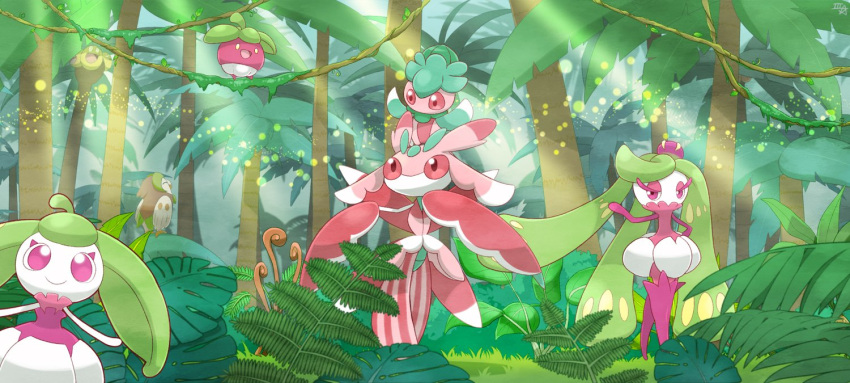 alolan_exeggutor, bounsweet, dartrix, exeggutor, fomantis, jungle, lurantis, nature