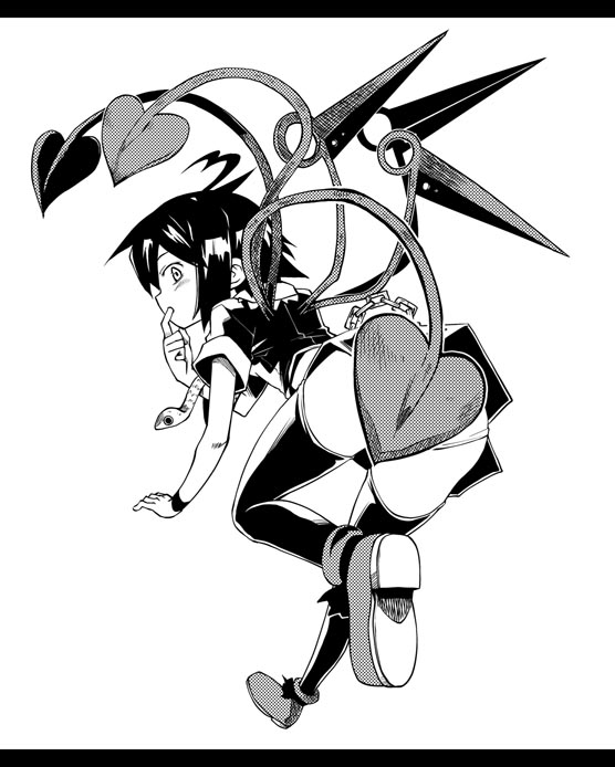 1girl, censored, chains, convenient_censoring, female, finger_in_mouth, houjuu_nue, kannazuki_hato