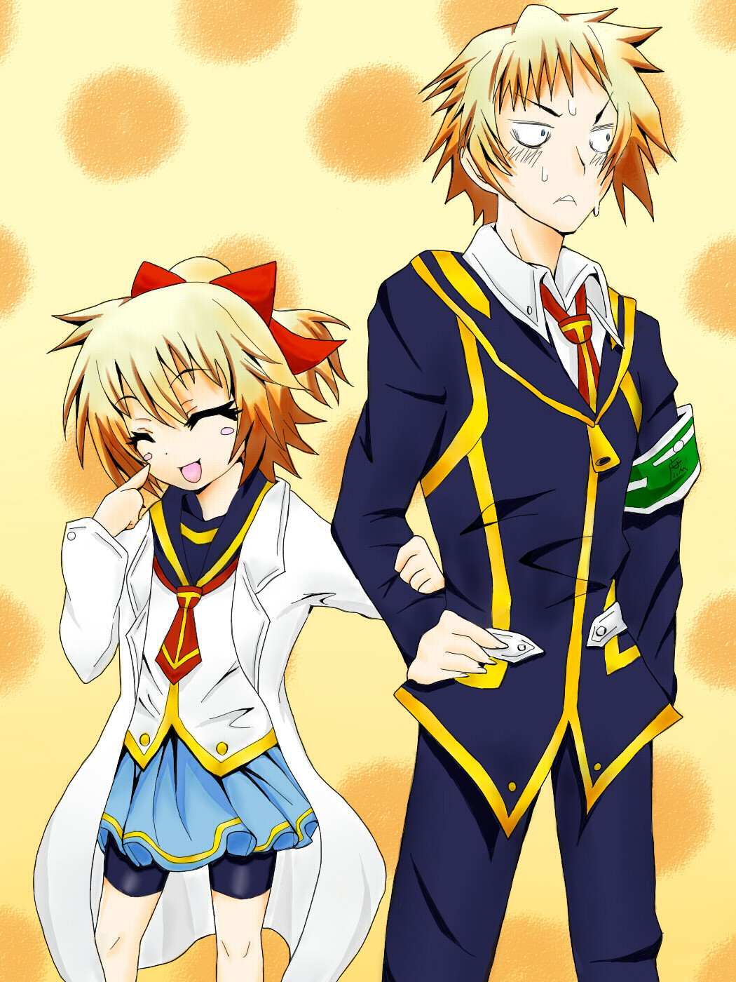 1boy, 1girl, age_difference, ayukazu, highres, hitoyoshi_hitomi, hitoyoshi_zenkichi, medaka_box, mother_and_son