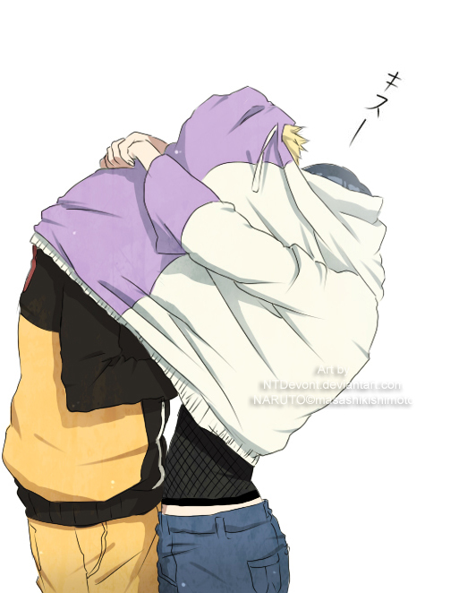 1boy, 1girl, blonde_hair, coat, couple, derivative_work, hetero, hyuuga_hinata